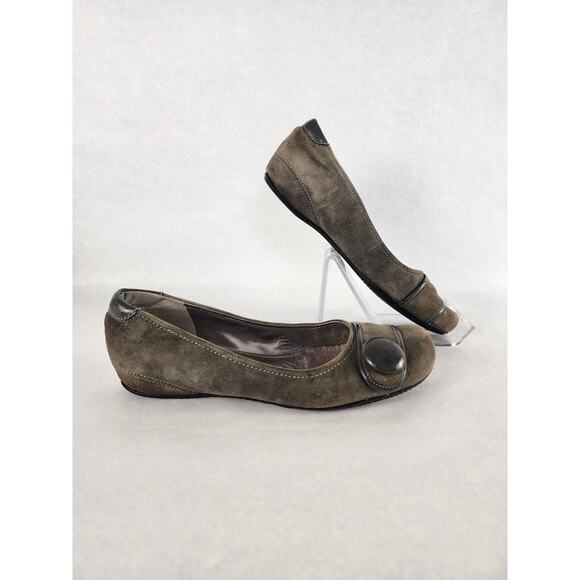 Ecco Womens Suede Flats Size US 8/8.5 Dark Green Cottagecore - Picture 2 of 9